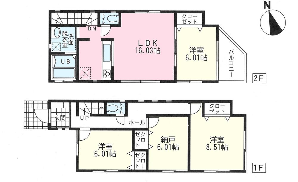 Floor plan. (Building 2), Price 36,800,000 yen, 3LDK+S, Land area 126.34 sq m , Building area 101.02 sq m