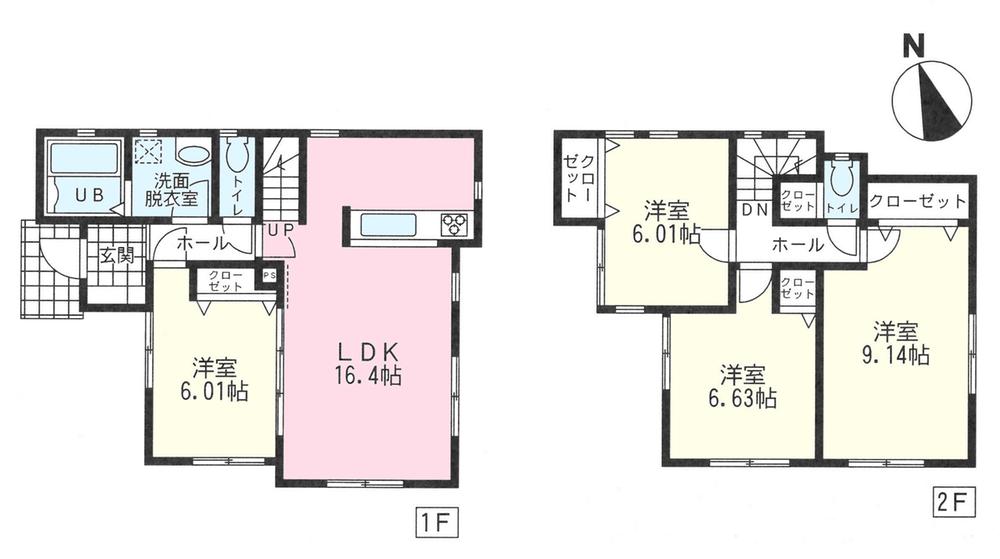 Floor plan. (4 Building), Price 43,800,000 yen, 4LDK, Land area 125.13 sq m , Building area 100.03 sq m