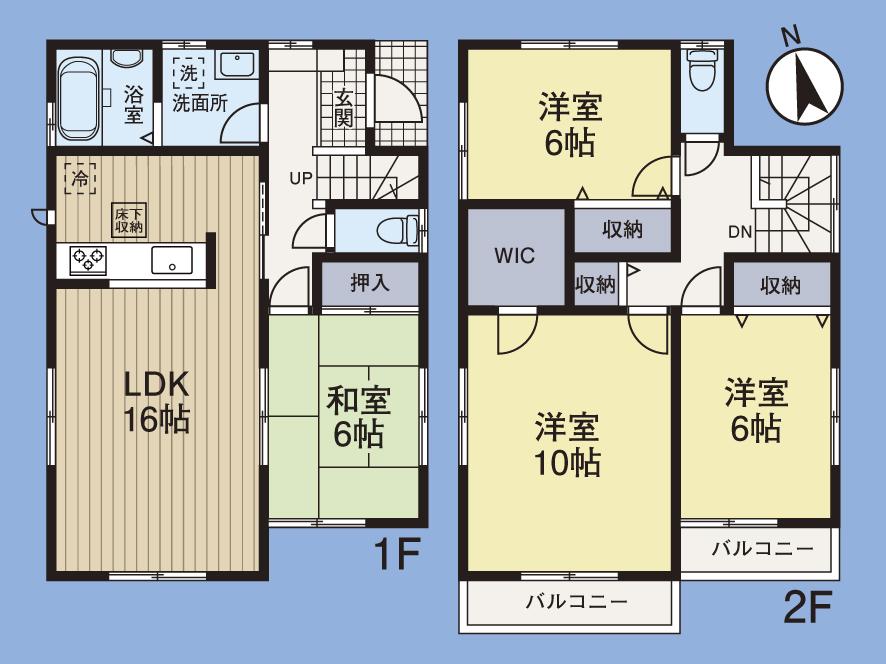 Floor plan. (1 Building), Price 41,800,000 yen, 4LDK, Land area 135.28 sq m , Building area 105.99 sq m