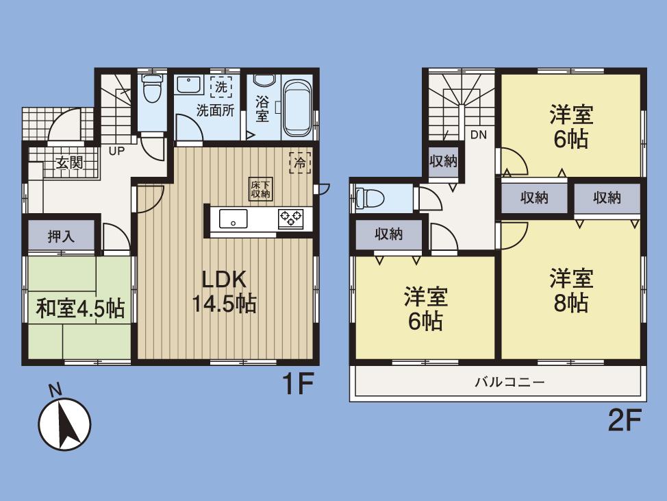 Floor plan. (3 Building), Price 38,300,000 yen, 4LDK, Land area 125.3 sq m , Building area 97.7 sq m