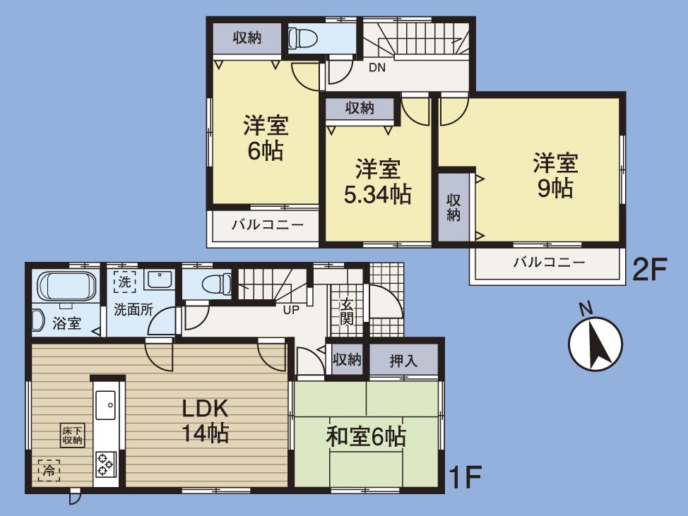 Floor plan. (4 Building), Price 38,800,000 yen, 4LDK, Land area 125.33 sq m , Building area 96.88 sq m