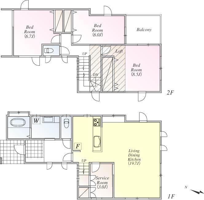 Floor plan. (1 Building), Price 60,980,000 yen, 3LDK+S, Land area 105.99 sq m , Building area 105.99 sq m