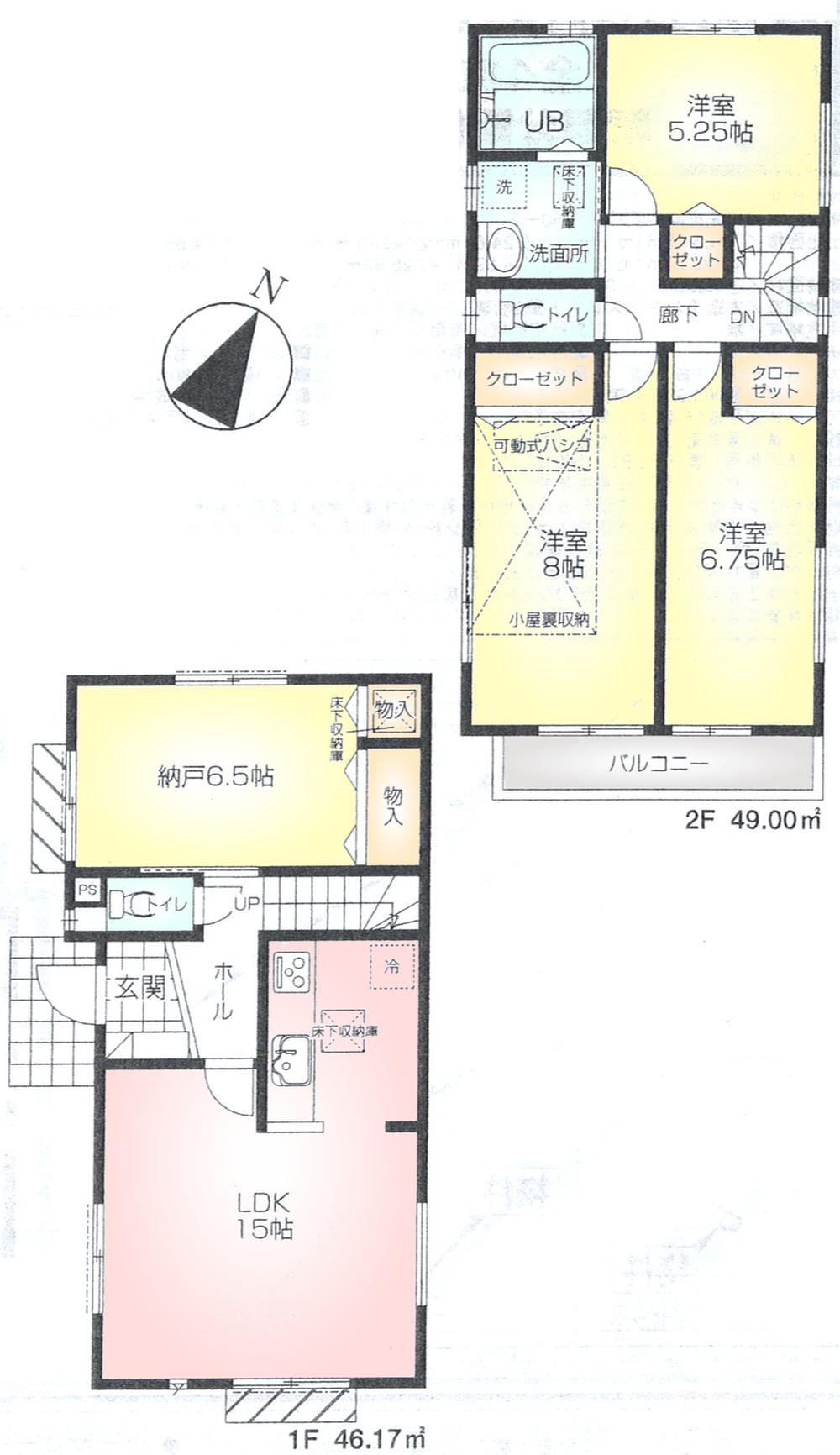 Floor plan. (3), Price 40,800,000 yen, 4LDK, Land area 128.35 sq m , Building area 95.17 sq m