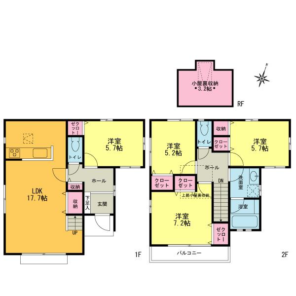 Floor plan. 14 mins of express station "Shinyurigaoka". Modern commercial facilities are lined.