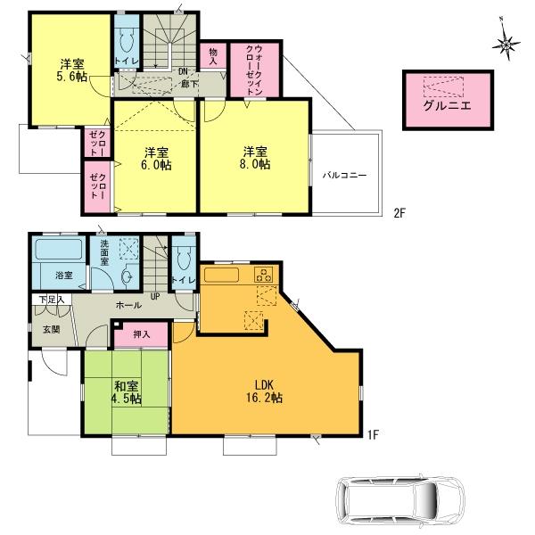 Floor plan. (6 Building), Price 35,800,000 yen, 4LDK, Land area 125.64 sq m , Building area 100.48 sq m