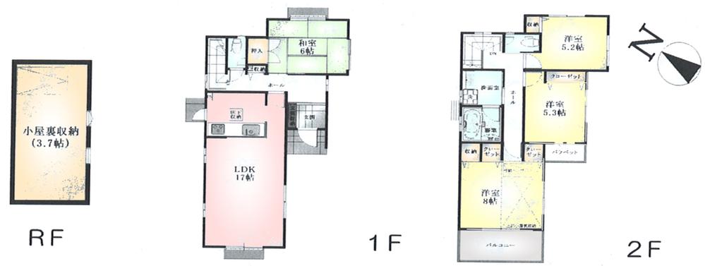 Floor plan. (2), Price 48,800,000 yen, 4LDK, Land area 127.4 sq m , Building area 101.85 sq m