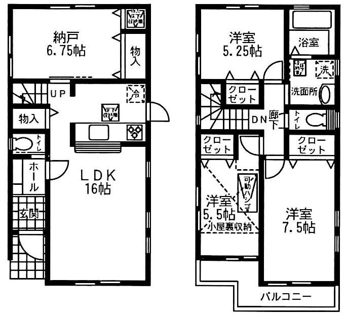 Floor plan. 40,800,000 yen, 4LDK, Land area 129.16 sq m , Building area 93.55 sq m 2 Building floor plan