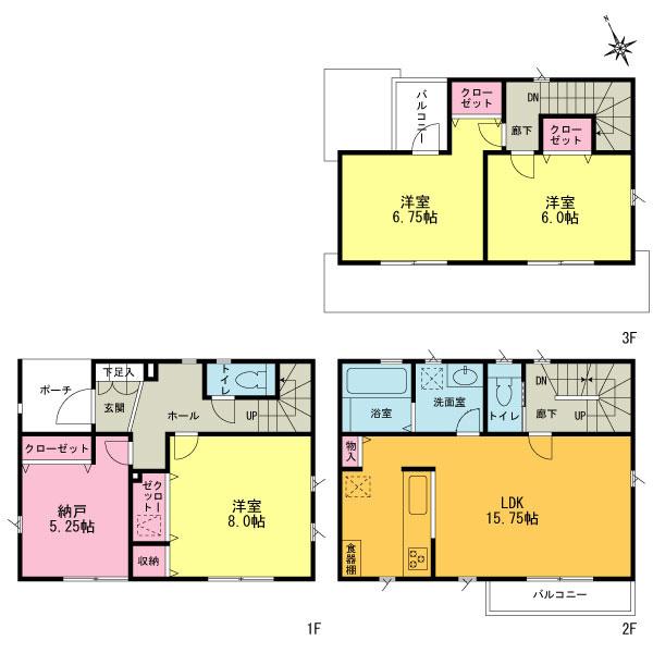 Floor plan. (7 Building), Price 36,800,000 yen, 4LDK, Land area 80.89 sq m , Building area 104.32 sq m