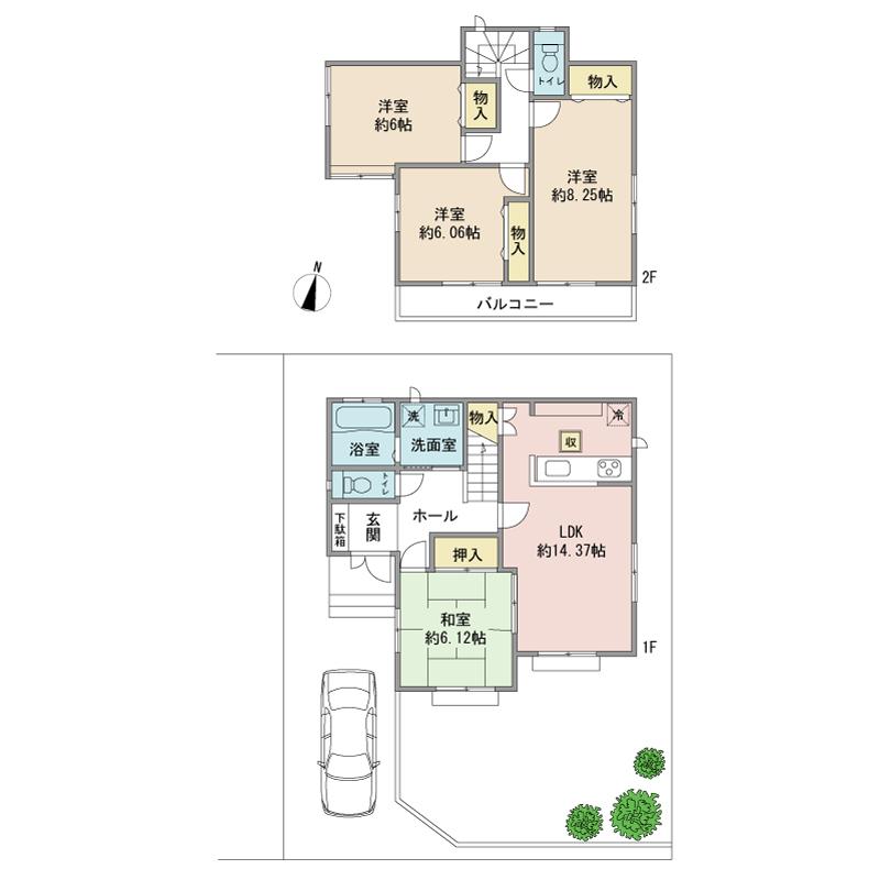 Floor plan. 41,800,000 yen, 4LDK, Land area 140.46 sq m , Building area 98.95 sq m