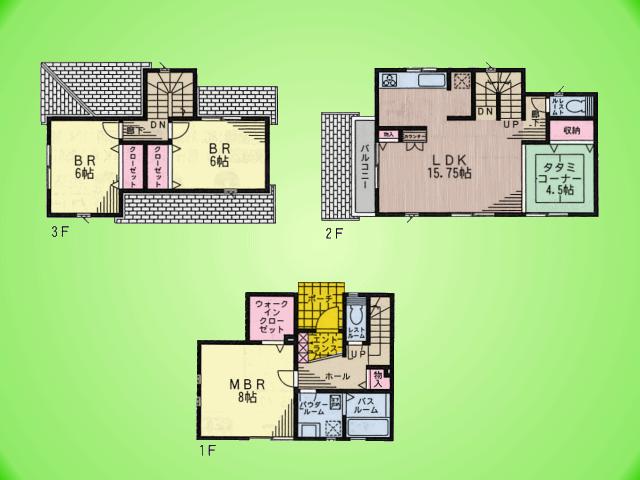 Floor plan. (5 Building), Price 41,800,000 yen, 3LDK, Land area 77.1 sq m , Building area 116.75 sq m