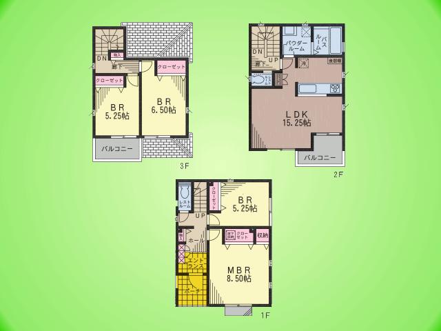 Floor plan. (6 Building), Price 38,800,000 yen, 4LDK, Land area 84.46 sq m , Building area 104.32 sq m