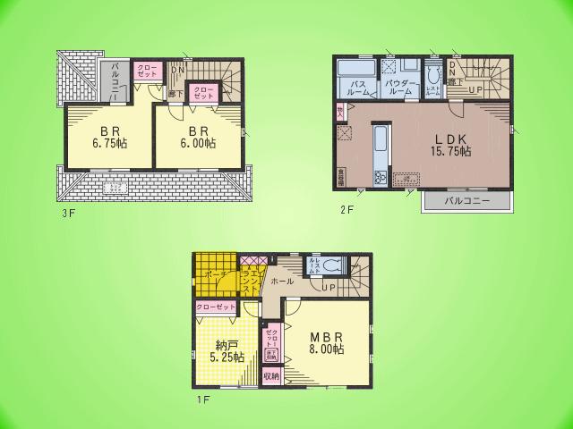 Floor plan. (7 Building), Price 36,800,000 yen, 3LDK+S, Land area 80.89 sq m , Building area 104.32 sq m