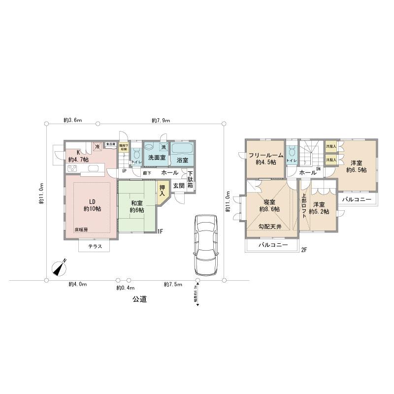 Floor plan. 41,900,000 yen, 4LDK + S (storeroom), Land area 132.23 sq m , Building area 104.93 sq m