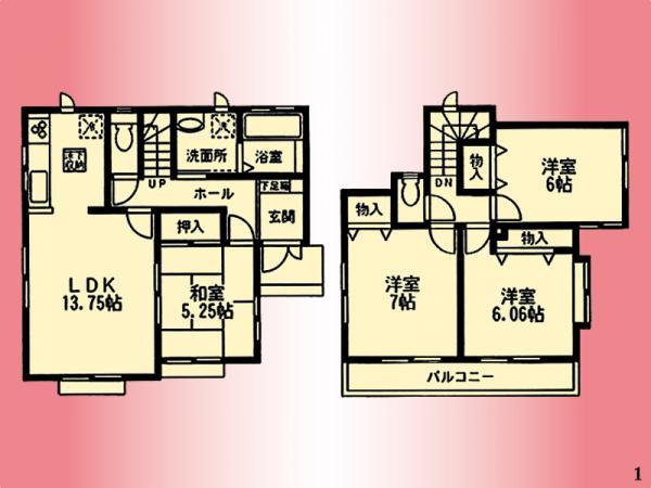 Floor plan. 38,800,000 yen, 4LDK, Land area 127.94 sq m , Building area 91.5 sq m