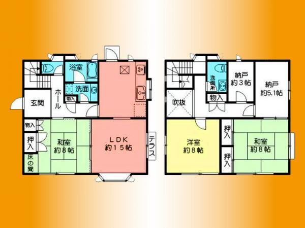 Floor plan. 43,800,000 yen, 3LDK+2S, Land area 218.23 sq m , Building area 115.93 sq m