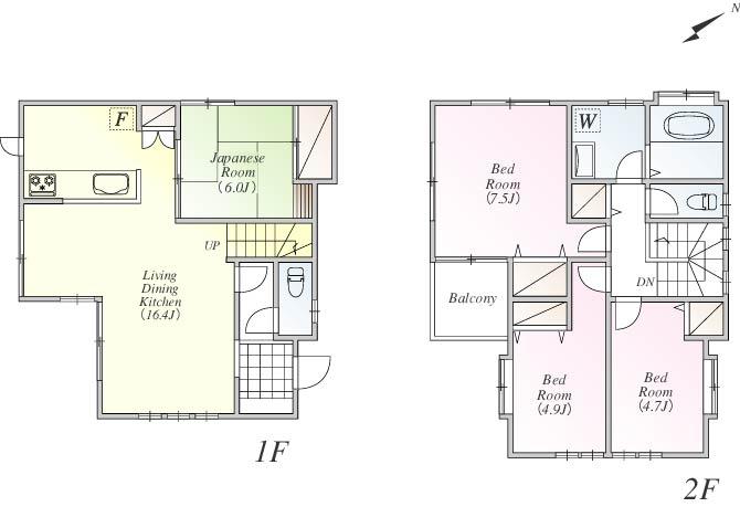 Floor plan. (B Building), Price 44,800,000 yen, 4LDK, Land area 100.26 sq m , Building area 91.08 sq m