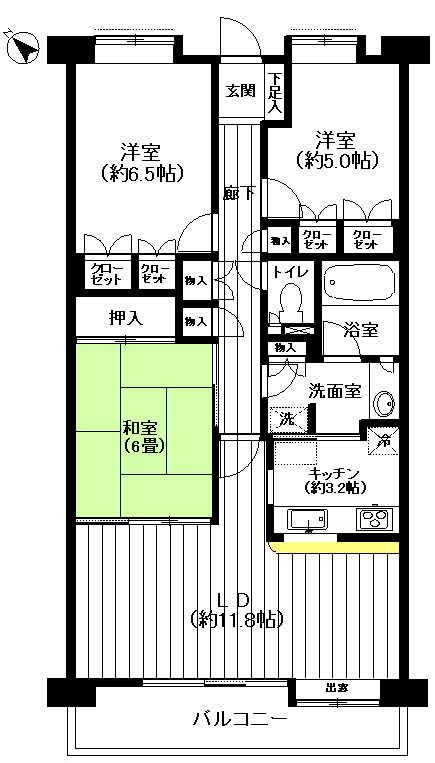 Floor plan. 3LDK, Price 22,900,000 yen, Footprint 75.6 sq m , Balcony area 11.34 sq m