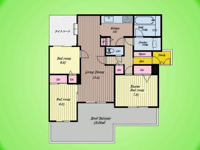 Floor plan. 3LDK, Price 17,900,000 yen, Occupied area 87.51 sq m , Balcony area 19.56 sq m