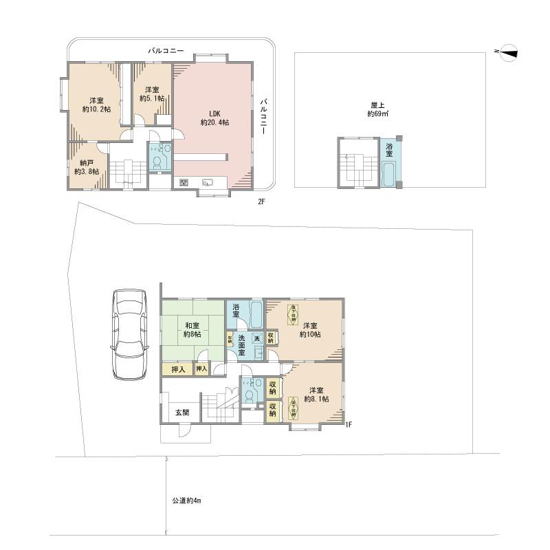 Floor plan. 65 million yen, 5LDK + S (storeroom), Land area 277.54 sq m , Building area 149.88 sq m