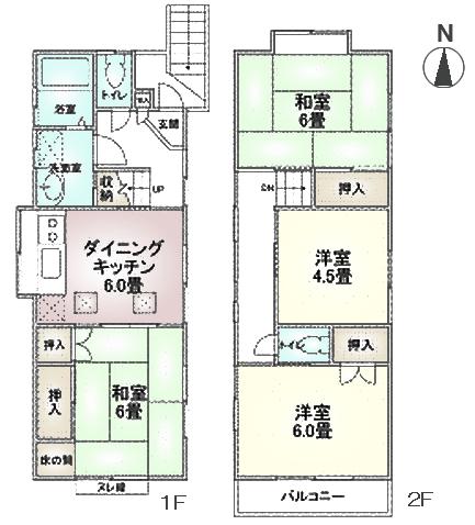 Floor plan. 22,800,000 yen, 4DK, Land area 62.8 sq m , Building area 87.22 sq m