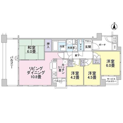 Floor plan. Southwest corner room.