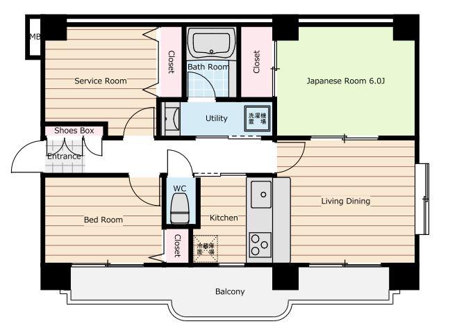 Floor plan. 2LDK + S (storeroom), Price 23.8 million yen, Occupied area 56.52 sq m , Is a floor plan of the balcony area 8.62 sq m easy-to-use 2SLDK