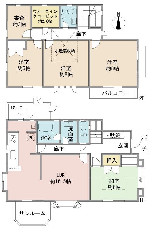 Floor plan. 46,800,000 yen, 4LDK + S (storeroom), Land area 210.32 sq m , Building area 116.76 sq m