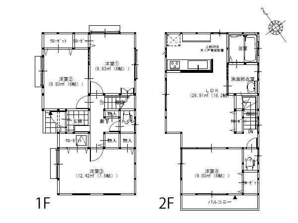 Floor plan. (A Building), Price 31,800,000 yen, 4LDK, Land area 82.84 sq m , Building area 95.84 sq m