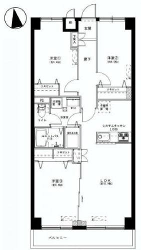 Floor plan. 3LDK, Price 27,900,000 yen, Occupied area 67.44 sq m , Balcony area 5.28 sq m south-facing for, Good per sun