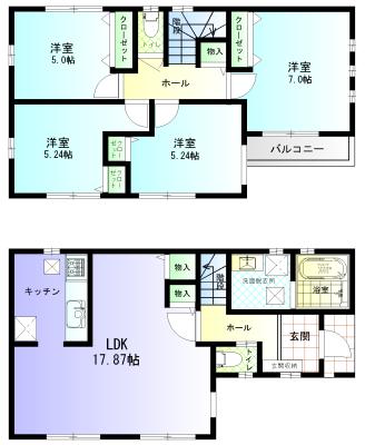 Floor plan. Price 59,800,000 yen, 4LDK, Land area 83.22 sq m , Building area 94.39 sq m
