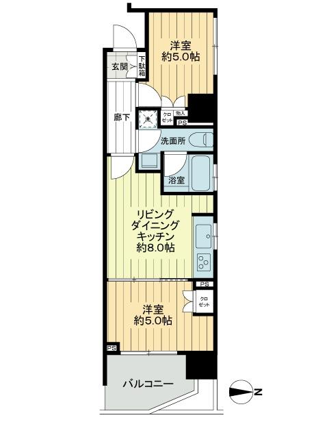 Floor plan. 1LDK + S (storeroom), Price 21.5 million yen, Occupied area 41.74 sq m , Balcony area 5.62 sq m