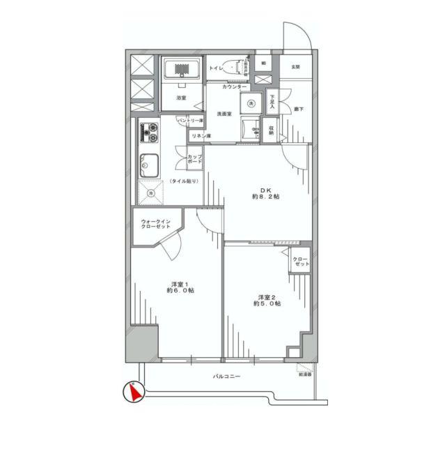 Floor plan. 2DK, Price 15.8 million yen, Footprint 48.6 sq m , Balcony area 6.39 sq m