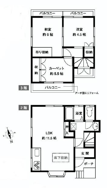 Floor plan. 19,800,000 yen, 3LDK, Land area 50.13 sq m , Building area 77.89 sq m