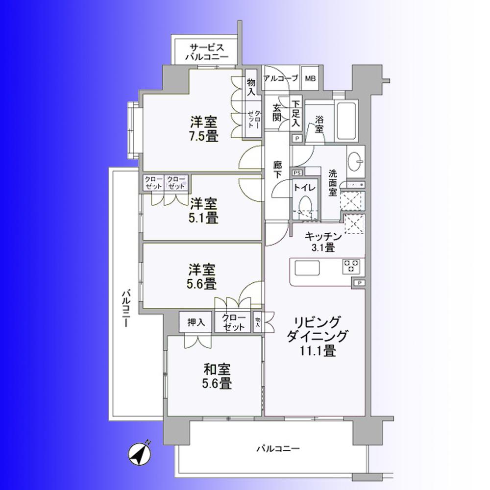 Floor plan. 4LDK, Price 38,500,000 yen, Occupied area 82.13 sq m , Balcony area 25.59 sq m   [Floor plan]