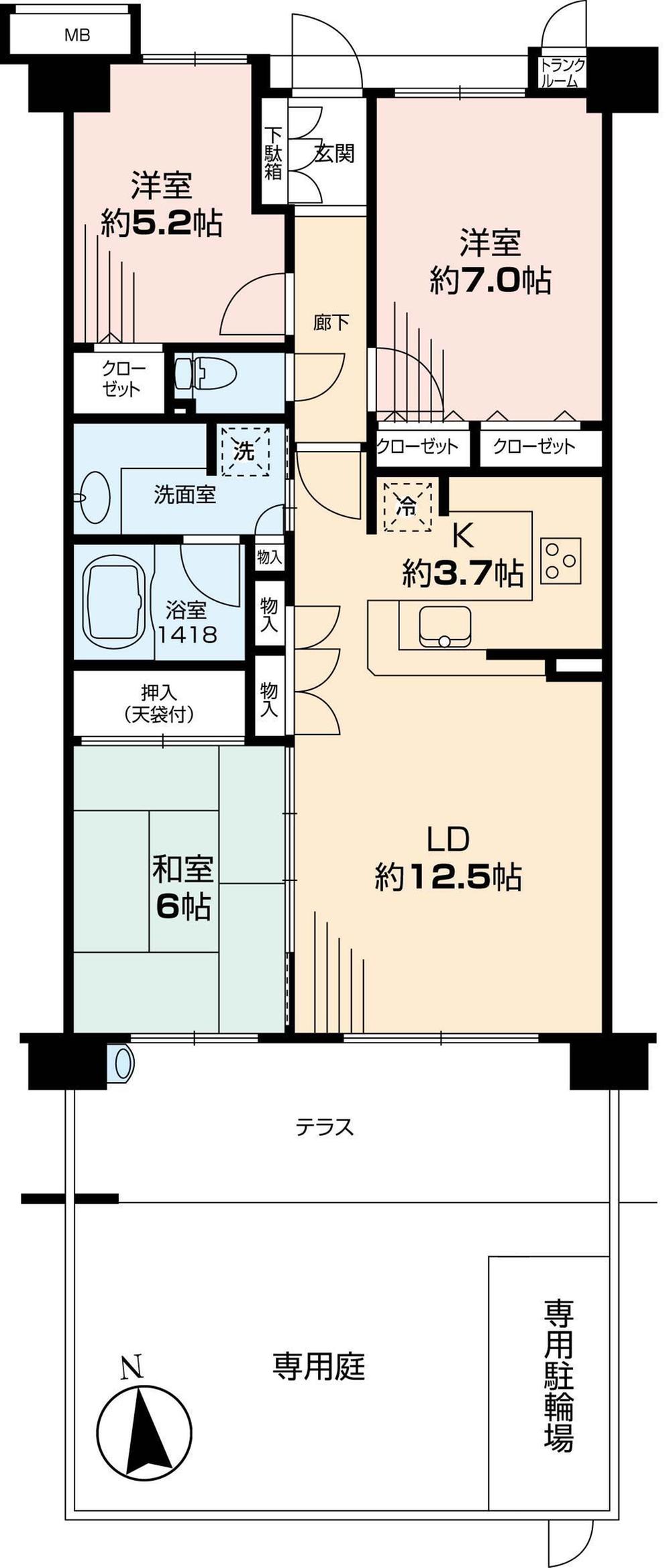 Floor plan. 3LDK, Price 29,900,000 yen, Occupied area 75.59 sq m