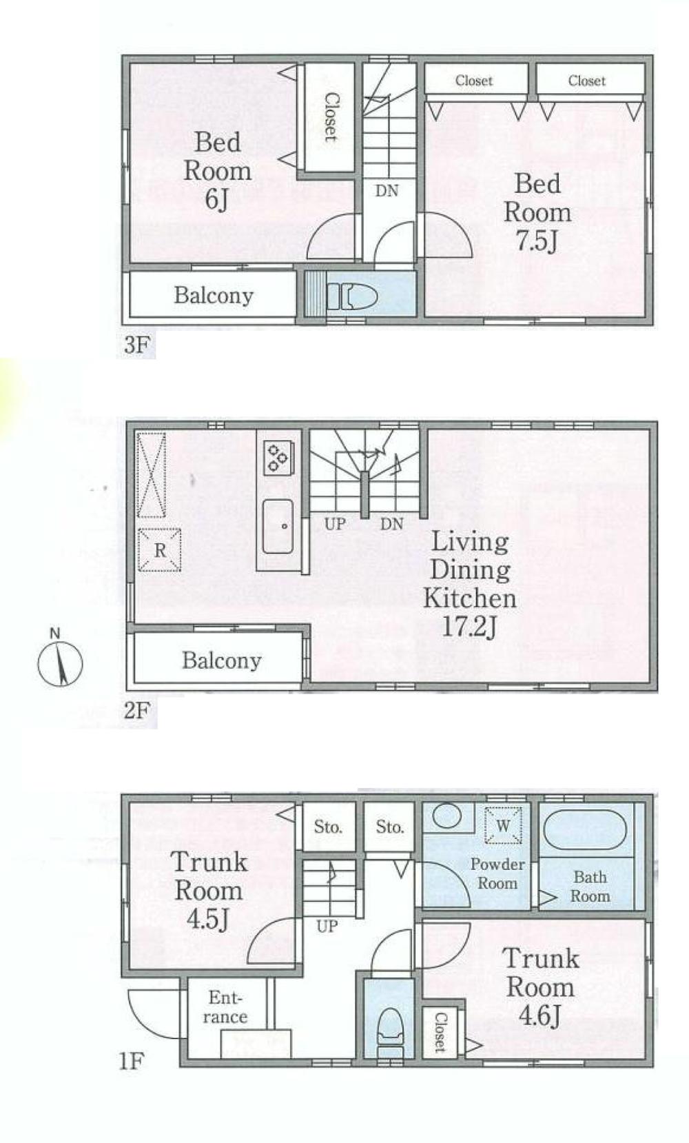 Floor plan. 31,800,000 yen, 2LDK + 2S (storeroom), Land area 60.02 sq m , Building area 96.62 sq m