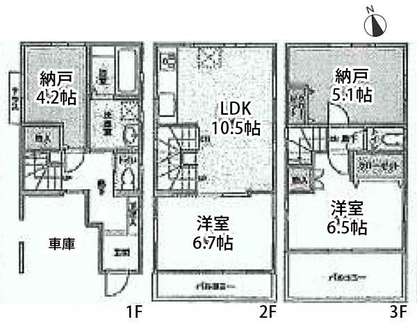Floor plan. (1 Building), Price 31,300,000 yen, 2LDK+2S, Land area 52.1 sq m , Building area 92.33 sq m
