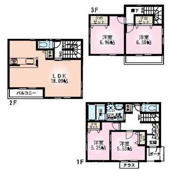Floor plan. 34,800,000 yen, 4LDK, Land area 72.57 sq m , Building area 105.82 sq m