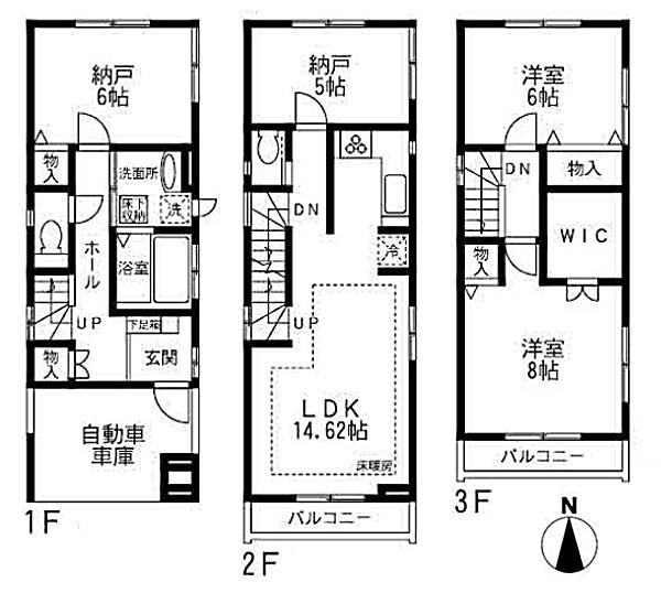 Floor plan. (D Building), Price 41,300,000 yen, 2LDK+2S, Land area 64.11 sq m , Building area 100.19 sq m