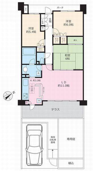 Floor plan. 3LDK, Price 32 million yen, Occupied area 70.01 sq m private garden ・ terrace ・ With private parking