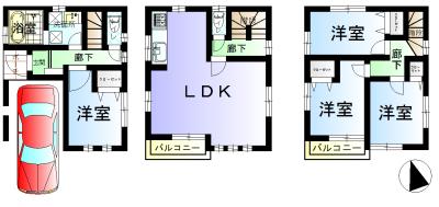 Floor plan. 40,800,000 yen, 4LDK, Land area 58.67 sq m , Building area 100.47 sq m