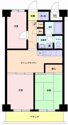 Floor plan. 3DK, Price 12.8 million yen, Occupied area 53.76 sq m , Balcony area 6.72 sq m