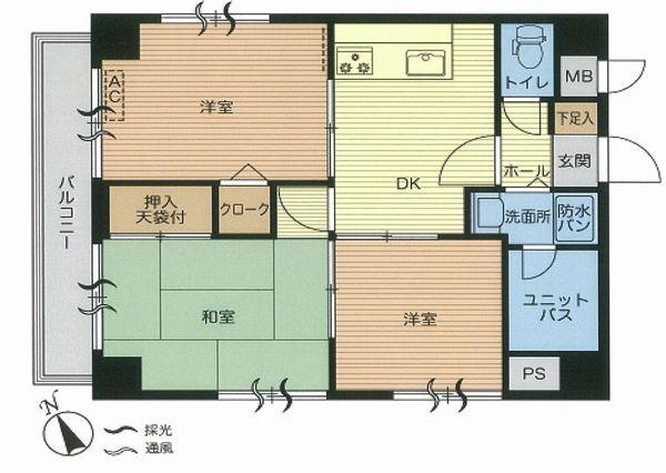 Floor plan. 3DK, Price 18,800,000 yen, Occupied area 49.14 sq m , Balcony area 5.13 sq m