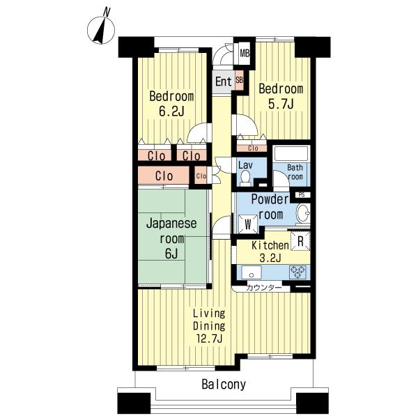 Floor plan. 3LDK, Price 26 million yen, Occupied area 74.58 sq m