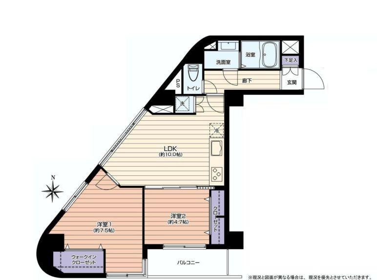 Floor plan. 2LDK, Price 21,800,000 yen, Occupied area 50.98 sq m , Balcony area 3.9 sq m