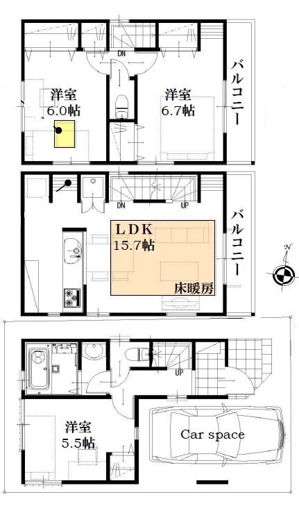 Floor plan. 33,800,000 yen, 3LDK, Land area 49.81 sq m , Building area 79.37 sq m