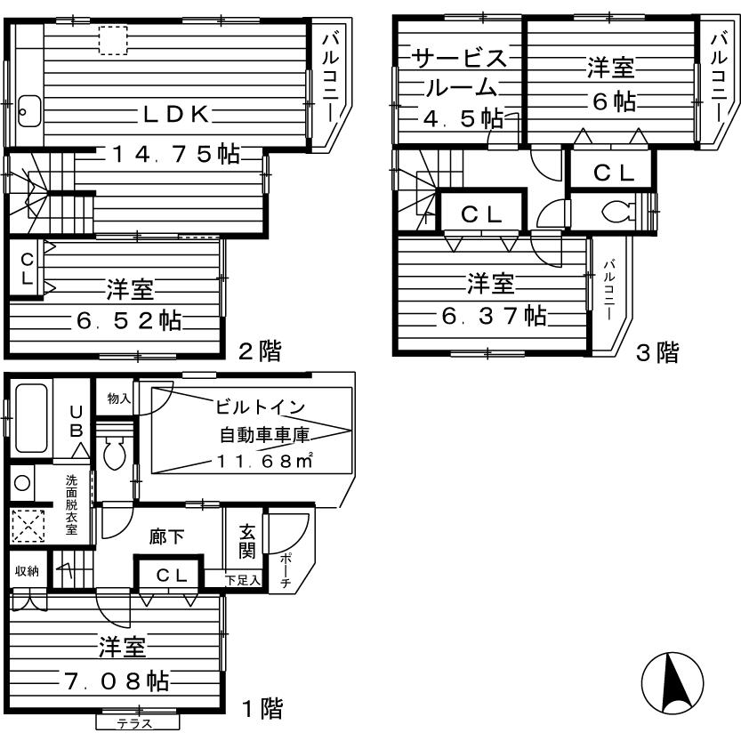 Floor plan. 37,300,000 yen, 5LDK, Land area 56.7 sq m , Building area 115.41 sq m