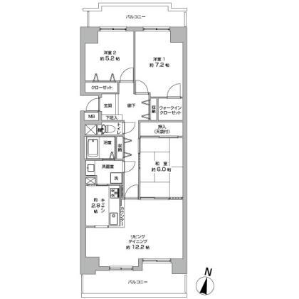Floor plan. 3LDK, Price 25,800,000 yen, Footprint 81.7 sq m , Balcony area 17.26 sq m
