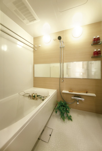 Bathing-wash room.  [Bathroom] As you enjoy the cozy healing bath time, Bathroom in pursuit of functionality and design. I was conscious finely also in the ease of cleaning.  ※ In the apartment gallery, Of bathroom facilities can be confirmed. (The room is different from the one of this sale)