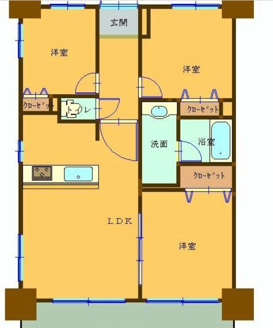 Floor plan. 3LDK, Price 28 million yen, Occupied area 58.32 sq m , Balcony area 6.78 sq m